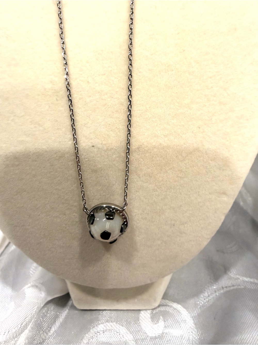 Kendra Scott White and Black Soccer Ball Pendant Necklace
